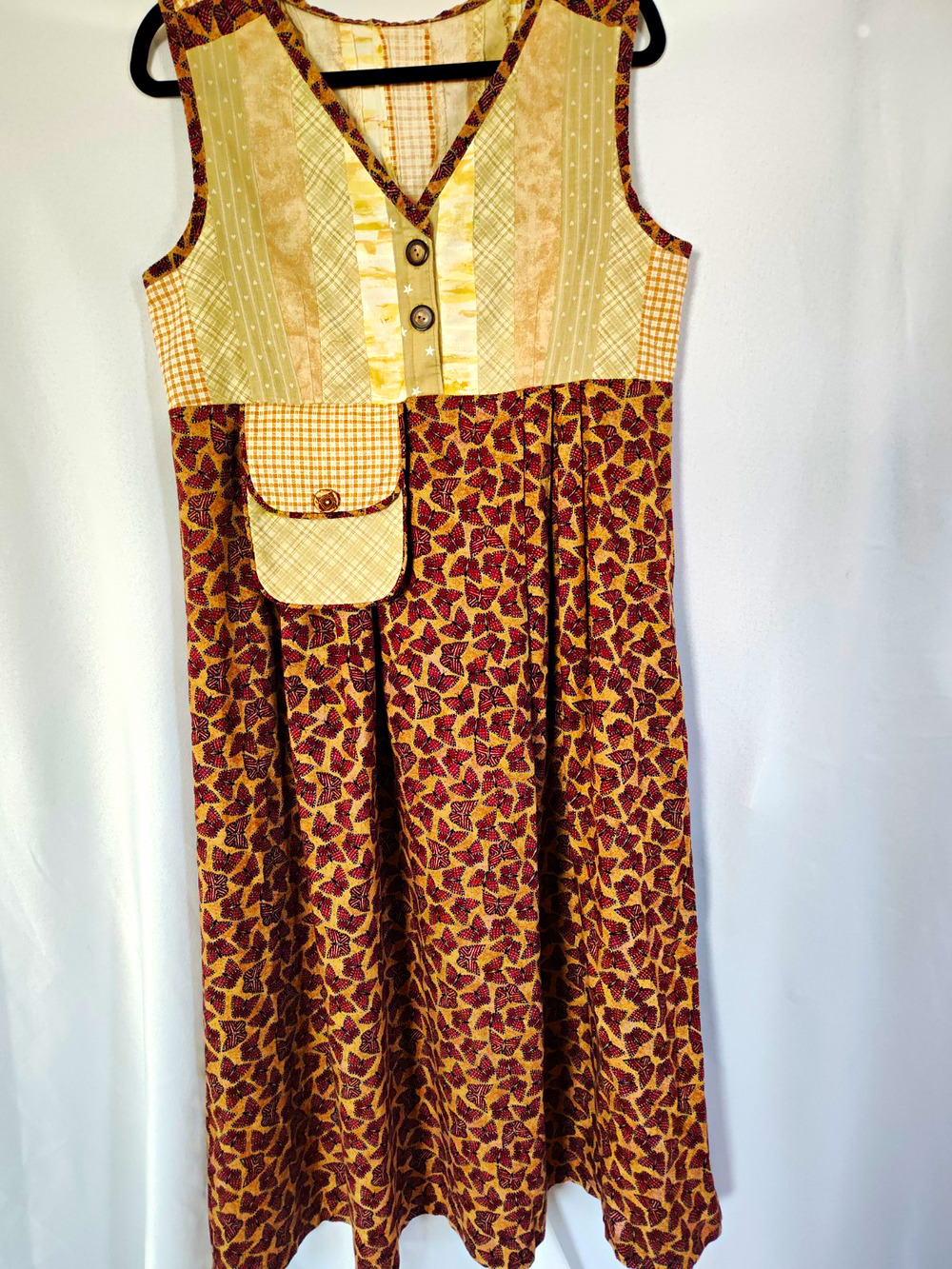 OOAK Handmade Patchwork Jumper Dress Cottagecore Butterfly Prairie Midi